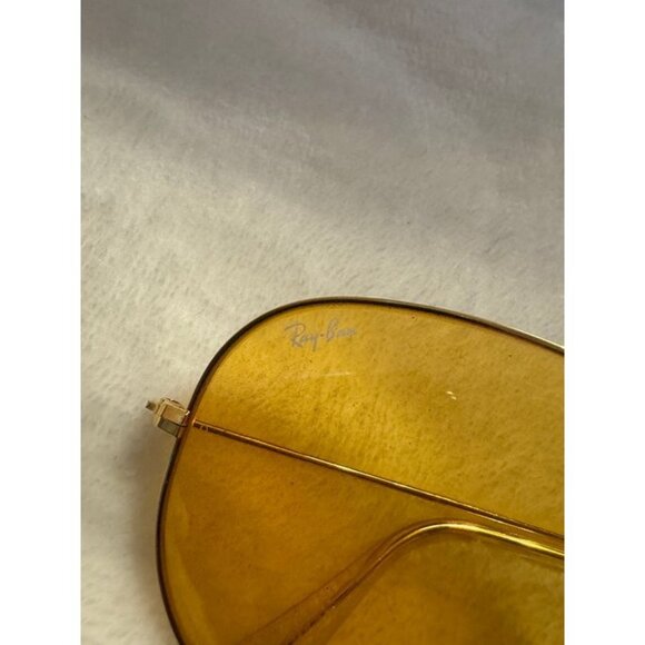 VINTAGE B&L Ray-Ban USA Aviator Shooter Yellow Sunglasses w/ Case - Picture 3 of 7